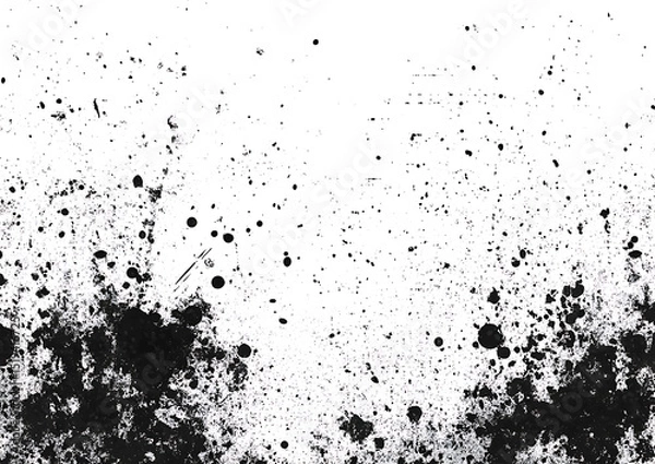 Obraz Black and white grunge texture background, vector illustration with dust scratches on a white background. Design element for decorative backgrounds, textures, or prints. Vector illustration.