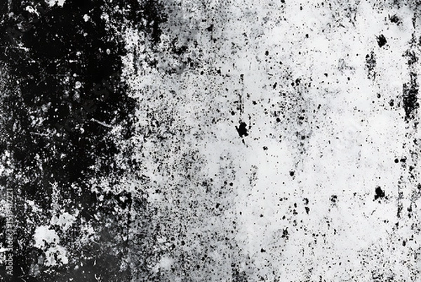 Obraz Black and white grunge texture background. Dust, scratches on old paper or metal surface vector illustration. Texture for design in graphic design, poster art, banner, packaging.