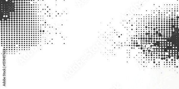 Obraz Black and white binary code pixel background vector illustration, flat design. White empty space on the right side. Abstract digital data texture for website, banner, poster, or packaging decoration. 
