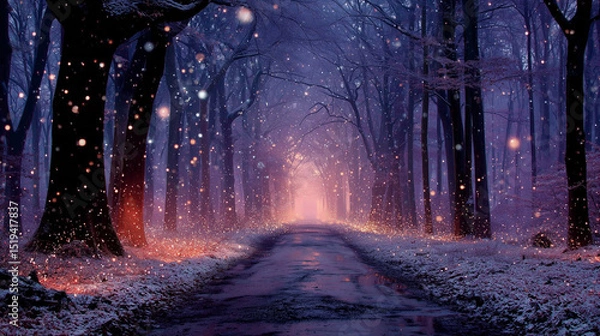 Obraz Snow-covered branches in a quiet winter forest, a serene moment of nature's tranquility.