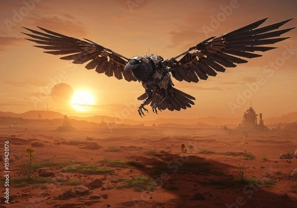 Fototapeta robotic raven mars flight