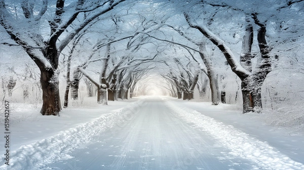 Obraz Snow-covered branches in a quiet winter forest, a serene moment of nature's tranquility.