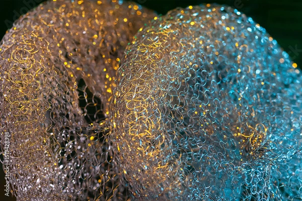 Obraz Abstract texture. Colorful metallic macro abstract. Shiny twisted metal wire