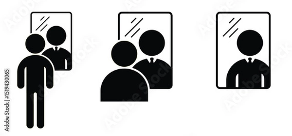 Fototapeta Mirror reflection. A businessman sees himself in the mirrors. Mirror loocking. Person reflection in a mirror. Narcissism sign.
