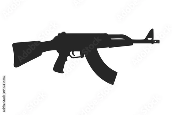 Obraz Silhouette of a rifle against a plain background illustrating weapon design and structure