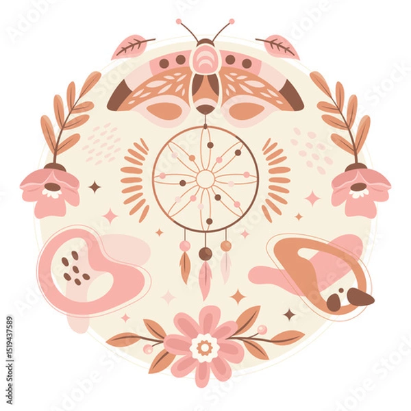 Obraz Boho Abstract Nature Elements Illustration