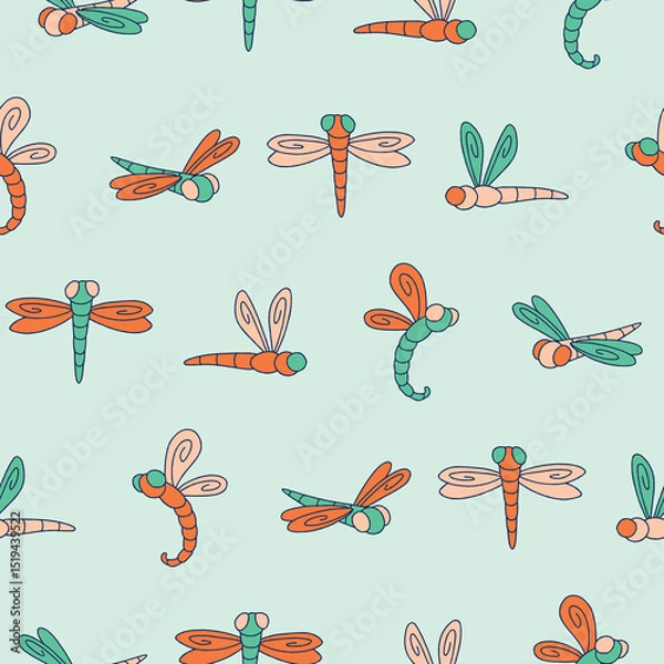 Obraz Vector Dragonfly Seamless Pattern Background for Print Fabric Surface Fashion Wrapping