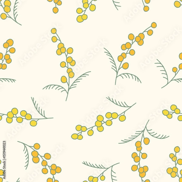 Obraz Mimosa Vector Seamless Pattern Background for Surface Print Fabric Fashion Wrapping