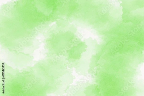 Fototapeta Watercolor green background. Vibrant green watercolor background with abstract fluid texture for design and branding.