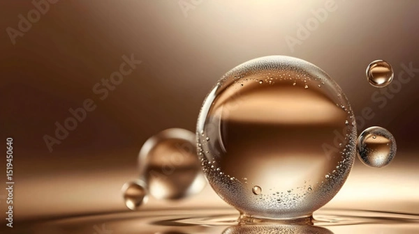 Obraz Golden Brown Liquid Bubbles Background
