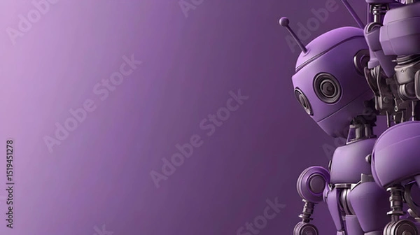 Obraz Purple Robotic Figure Against Gradient Background
