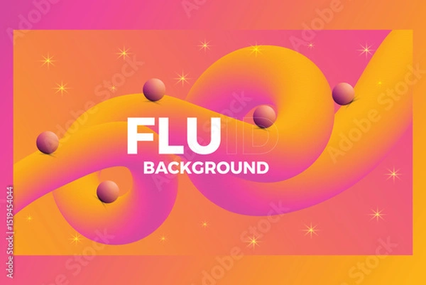 Fototapeta Yellow and pink fluid wave background. Duotone geometric compositions with gradient 3d flow shape.