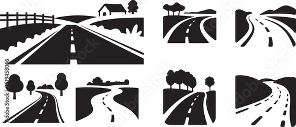 Obraz Black and white rural road illustrations
