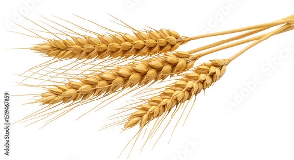 Fototapeta Three wheat stalks isolated on transparent background
