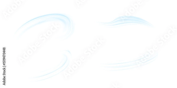Fototapeta Air flow set of vector elements on a white background. Abstract light effect blowing from an air conditioner, purifier or humidifier. Dynamic blurred flow motion