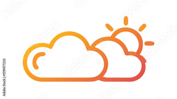 Obraz Weather forecast icon depicting clouds and sun in bright colors for sunny day predictions