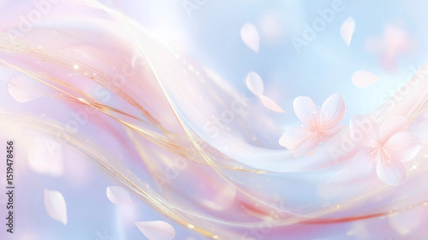 Obraz 桜の花びらが舞うピンクウォーターの幻想背景