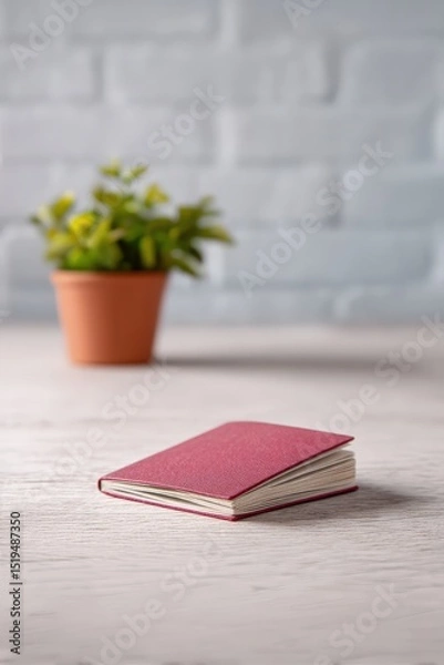Obraz Open passport on a desk beside investment book, Financial independence