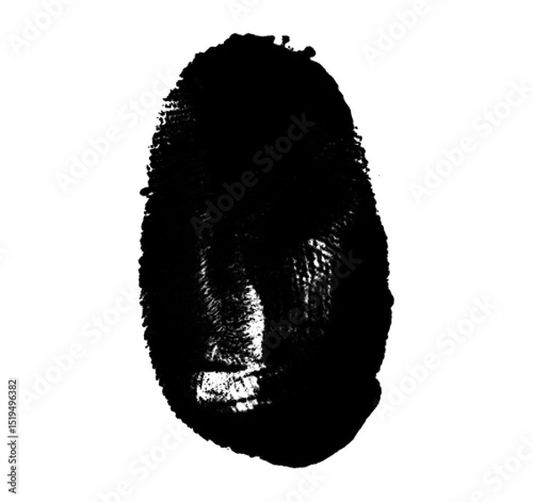 Fototapeta High resolution isolated black fingerprint on white background