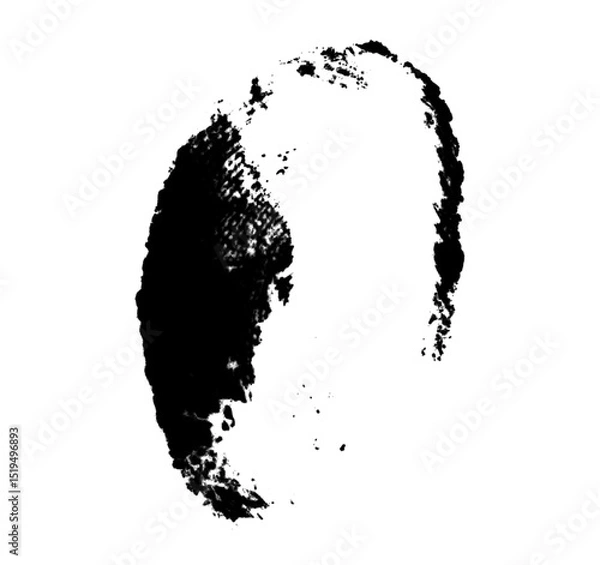 Fototapeta High resolution isolated black fingerprint on white background