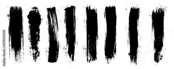 Fototapeta  Black brush marks. Hand drawn grunge texture brush stroke and Grunge brushes collection. Brush stroke paint border on white background .