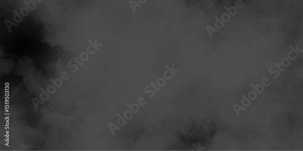 Obraz Abstract gray smoke hookah. Gray powder dust smoke on black background. Watercolor paper textured aquarelle canvas for modern creative design. Dramatic sky in gray tones and dense clouds. 