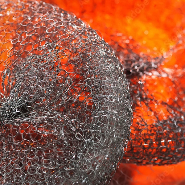 Obraz Abstract texture. Metallic colored abstract. Twisted metal wire. Selective focus