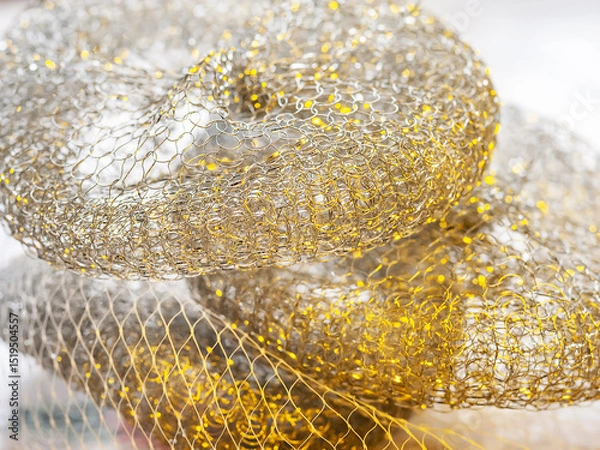 Obraz Abstract texture. Coloured metallic abstract. Twisted metal wire. Selective focus