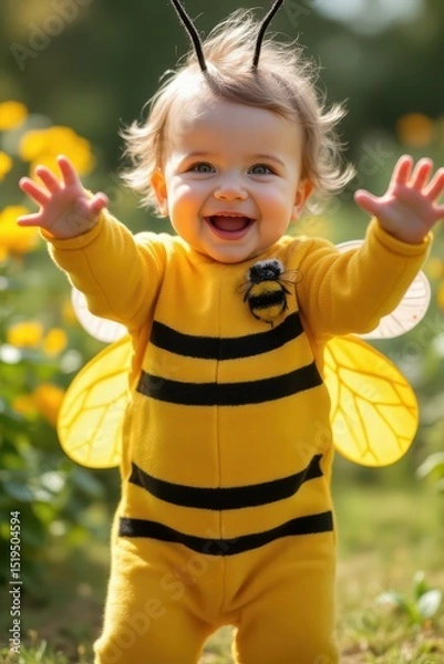 Fototapeta baby disfrazado de abeja divertida
