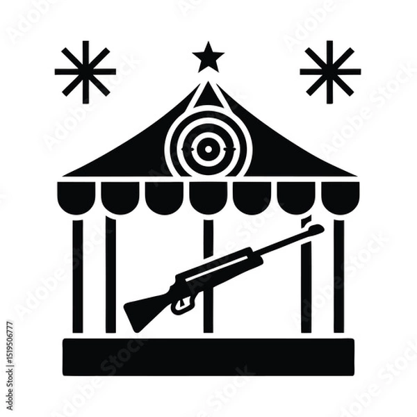 Fototapeta Shooting gallery icon with rifle and target