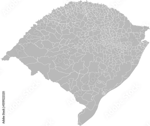 Obraz Rio Grande do Sul, Brazil – administrative vector map with municipality boundaries (Web Mercator projection, PPT-compatible & fully editable)