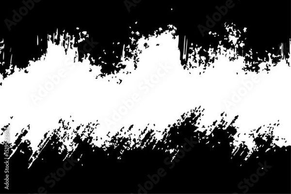 Fototapeta Monochrome vector grunge background. Abstract black and white design with distressed, rough edges and splatter textures, creating a modern, edgy banner.