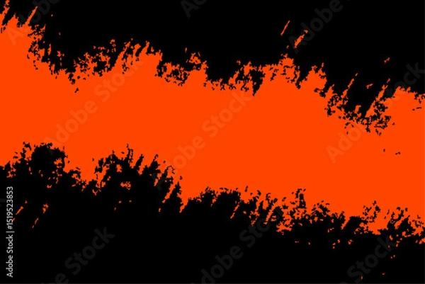 Fototapeta Bold vector grunge banner. Abstract orange textured stripe with rough, distressed edges on a black background, ideal for modern, edgy designs and titles.