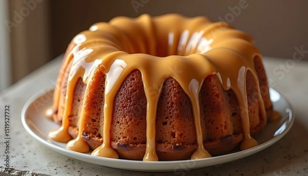 Fototapeta Bundt Cake with Caramel Topping