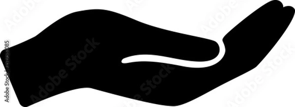 Fototapeta Black vector silhouette of an open palm hand gesture. Suitable for donation, help, care, support, or service. Vector EPS 10