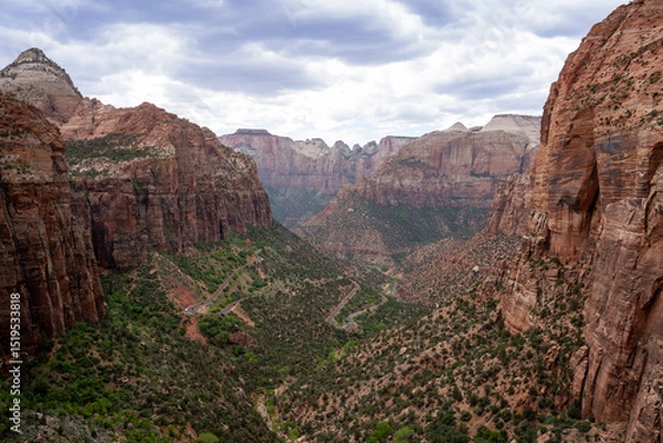 Obraz View of Zion National Park from The Zion Canyon Overlook trail, Utah, USA. 