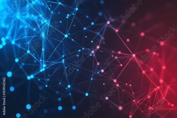 Obraz Abstract technology background with blue and red light lines, vector illustration design. Digital futuristic concept banner for internet connection, 