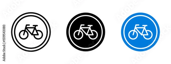 Fototapeta Bicycle road sign icon. Simple bike symbol inside a circular frame vector illustration. Commonly used for cycling path or bike lane indicators symbol. Urban transport and eco mobility sign.