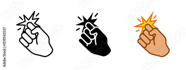 Fototapeta Knock icon. Human hand performing a knocking gesture with impact lines vector illustration. Symbol of knocking on door to alert or request entry sign. Attention gesture pictogram. Knock-knock sign.