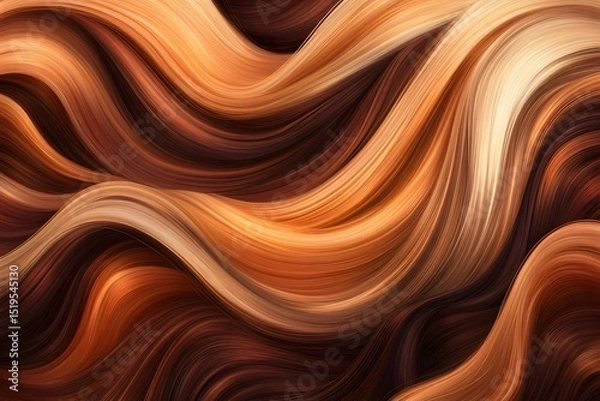 Obraz An abstract background with brown and bronze-colored waves, beautiful hair texture, elegant and detailed, in the digital art style. 