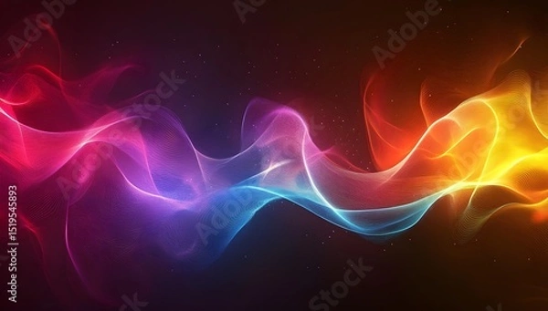 Fototapeta An abstract, colorful background with neon, wavy lines, featuring dark and vibrant colors that create an atmosphere of movement and energy,