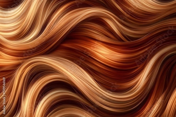 Obraz An abstract background with brown and bronze-colored waves, beautiful hair texture, elegant and detailed, in the digital art style. 