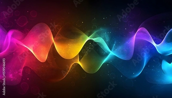 Fototapeta An abstract, colorful background with neon, wavy lines, featuring dark and vibrant colors that create an atmosphere of movement and energy,