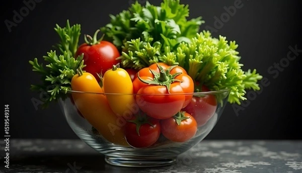 Fototapeta Fresh Tomatoes and Lettuce in Bowl