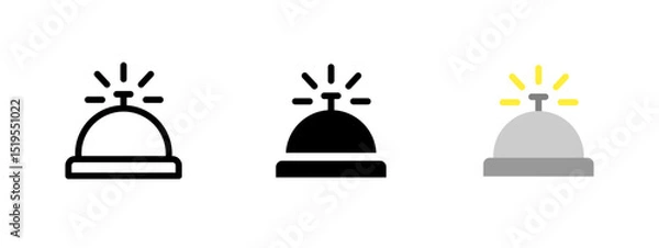 Fototapeta Bell icon. Hotel service bell with sound rays indicating a call for attention vector. Used at reception desks in hospitality or customer support contexts symbol. Concierge and front desk sign.