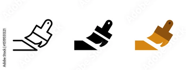 Fototapeta Paint brush icon. Diagonal paintbrush applying color stroke vector illustration. Home renovation and wall painting tool. Useful for design, construction, and maintenance themes.