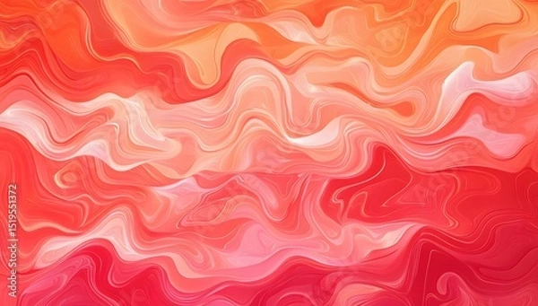 Obraz Peach and red gradient background with wavy elements.