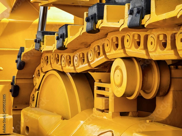 Obraz Excavator machinery showcasing intricate details of heavy-duty tracks and components for construction use