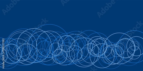Fototapeta A deep blue background features overlapping circles, forming a dynamic and modern abstract pattern. The bold contrast and simple geometric design create a visually engaging composition.