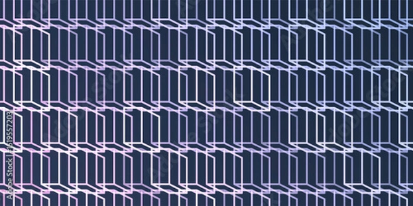 Fototapeta A vibrant abstract pattern of layers of repeating 3D cubes in white placed on a dark blue background. The bold geometric design and contrasting colors create a striking modern visual.